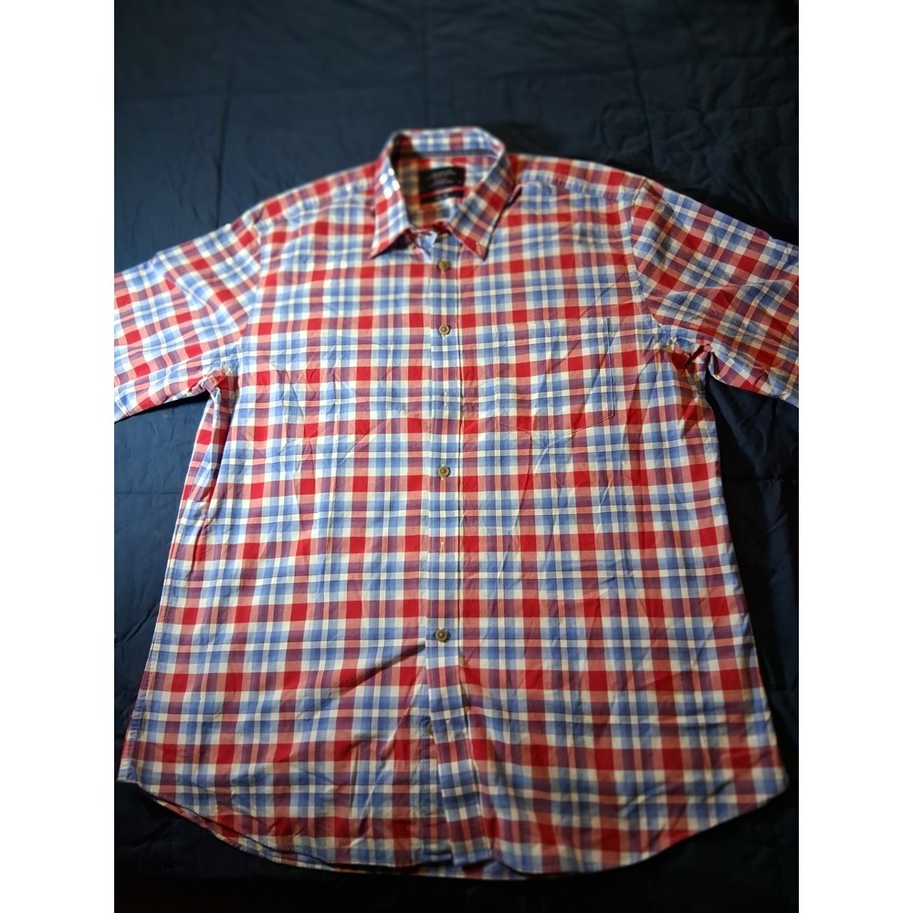 Charles Tyrwhitt Button Down Shirt Mens XL Weekend Slim Fit Red Blue Check